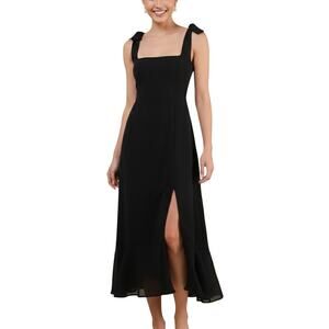 Lulus Summer Invite Black Tie Strap Tiered Midi Dress Size Medium NWT